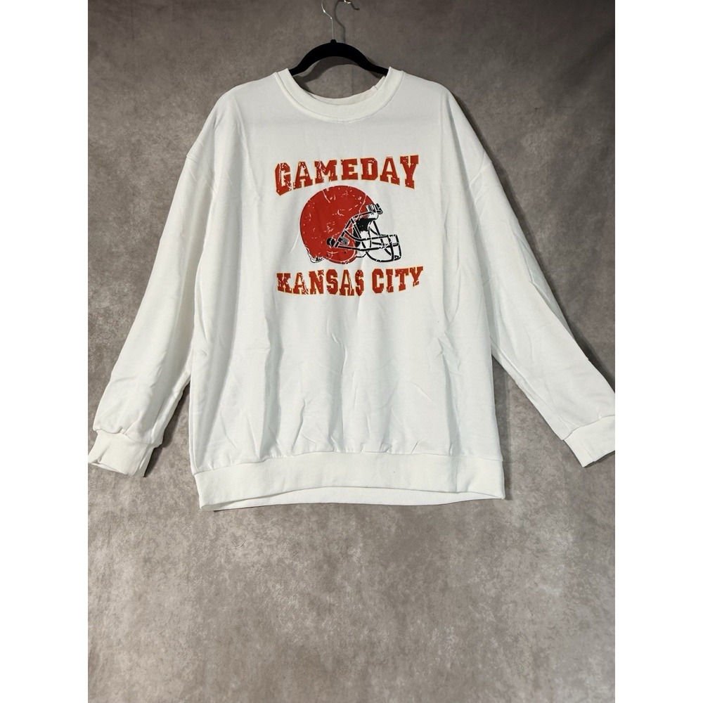 Game Day Sweatshirt Kansas City White Size L Long Sleeve Pullover